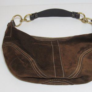 COACH Brown Suede Small Hobo Bag